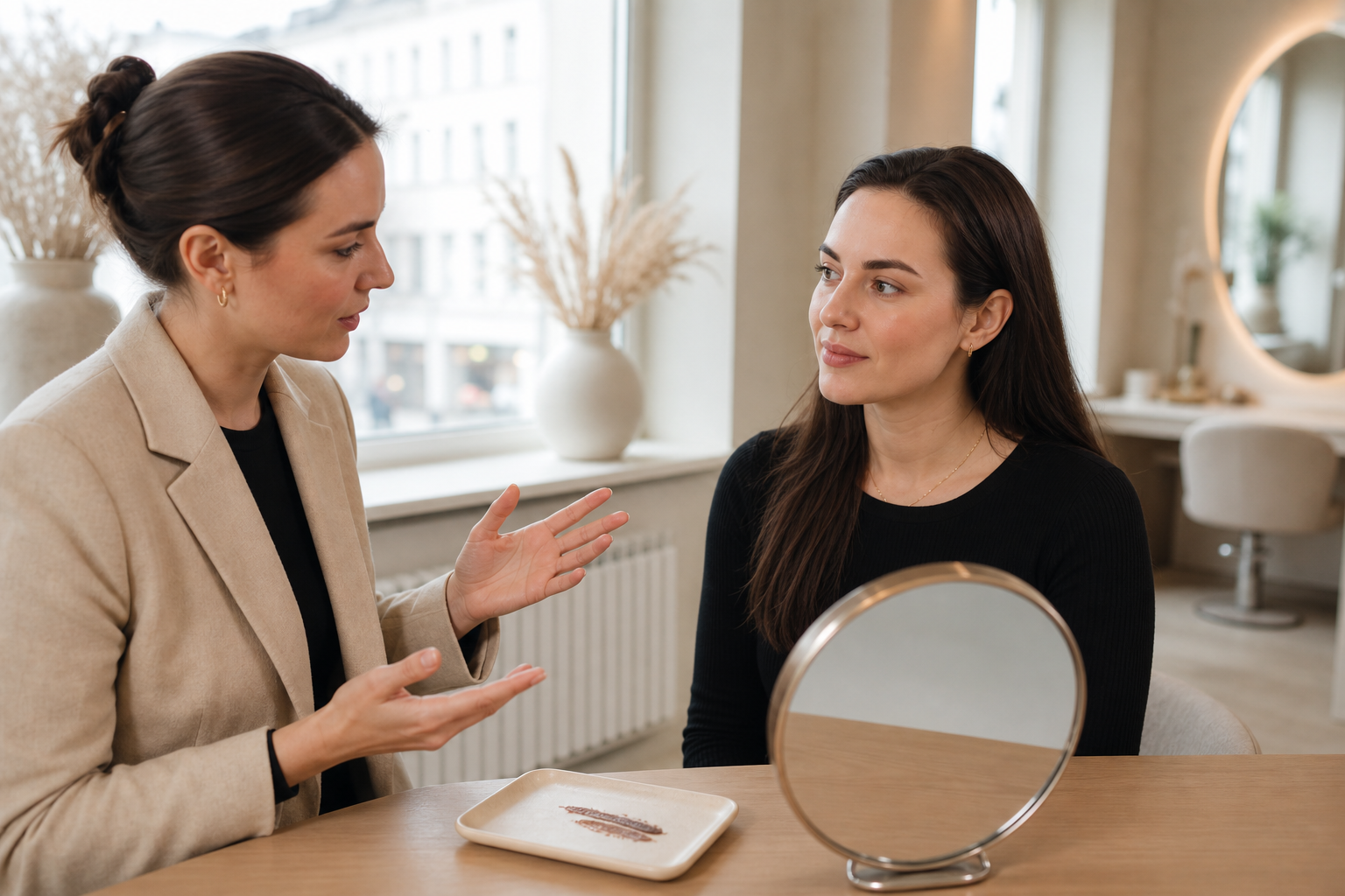 Microblading bei einer Narbe mitten in der Braue in einem hochwertigen Berliner Beauty-Studio
