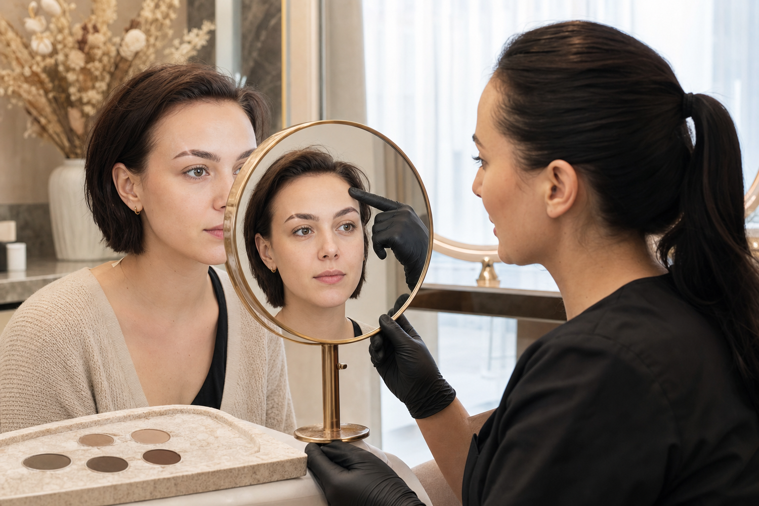 Microblading bei Narben durch Piercing oder Verletzung an der Braue in einem hochwertigen Berliner Beauty-Studio