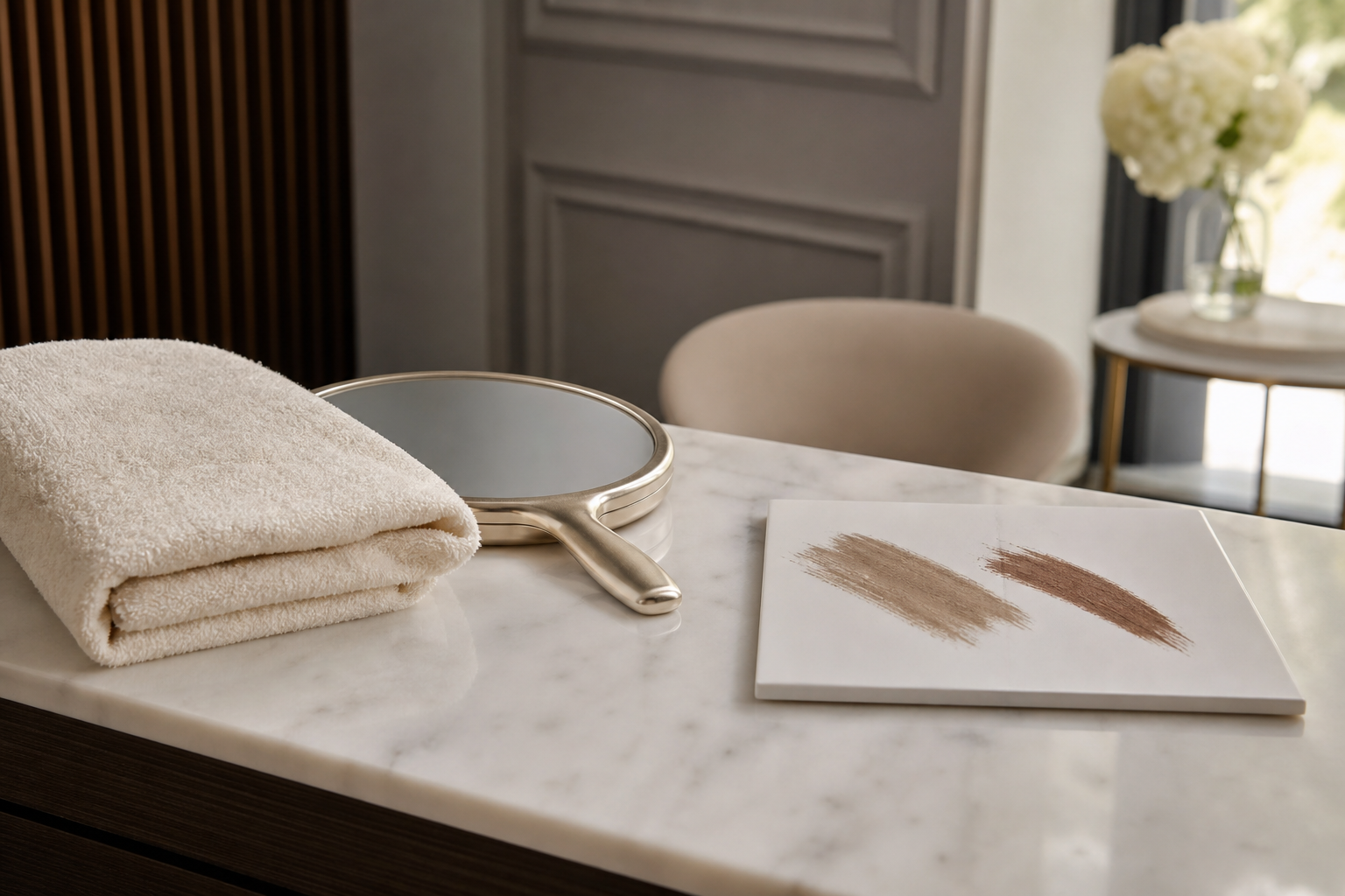 Microblading Berlin bei asymmetrischem Brauenbogen nach alter Form – hochwertige Beratungsszene im Berliner Beauty-Studio