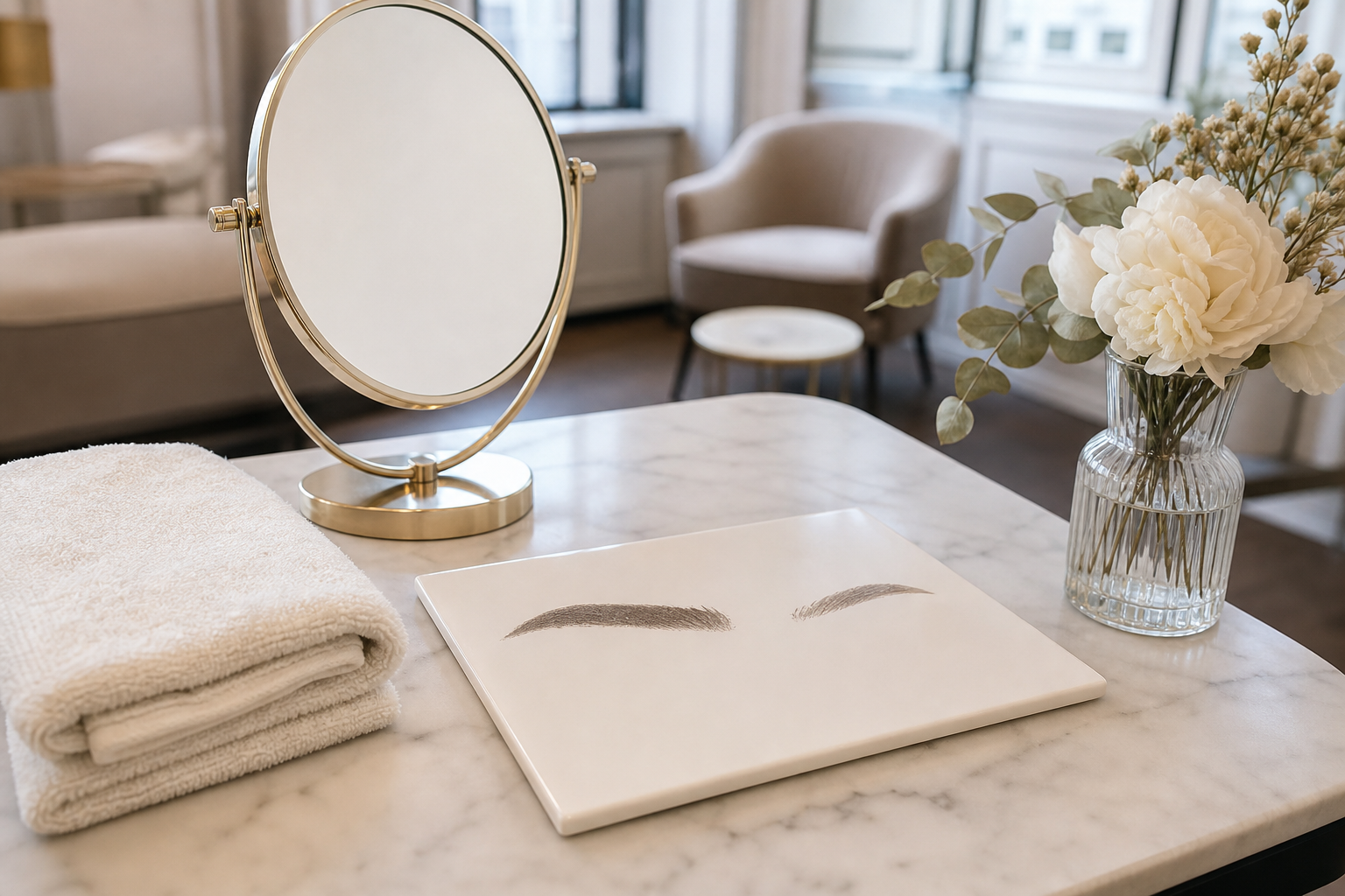 Microblading Berlin wenn ein Brauenschwanz kürzer ist als der andere in einem hochwertigen Berliner Beauty-Studio