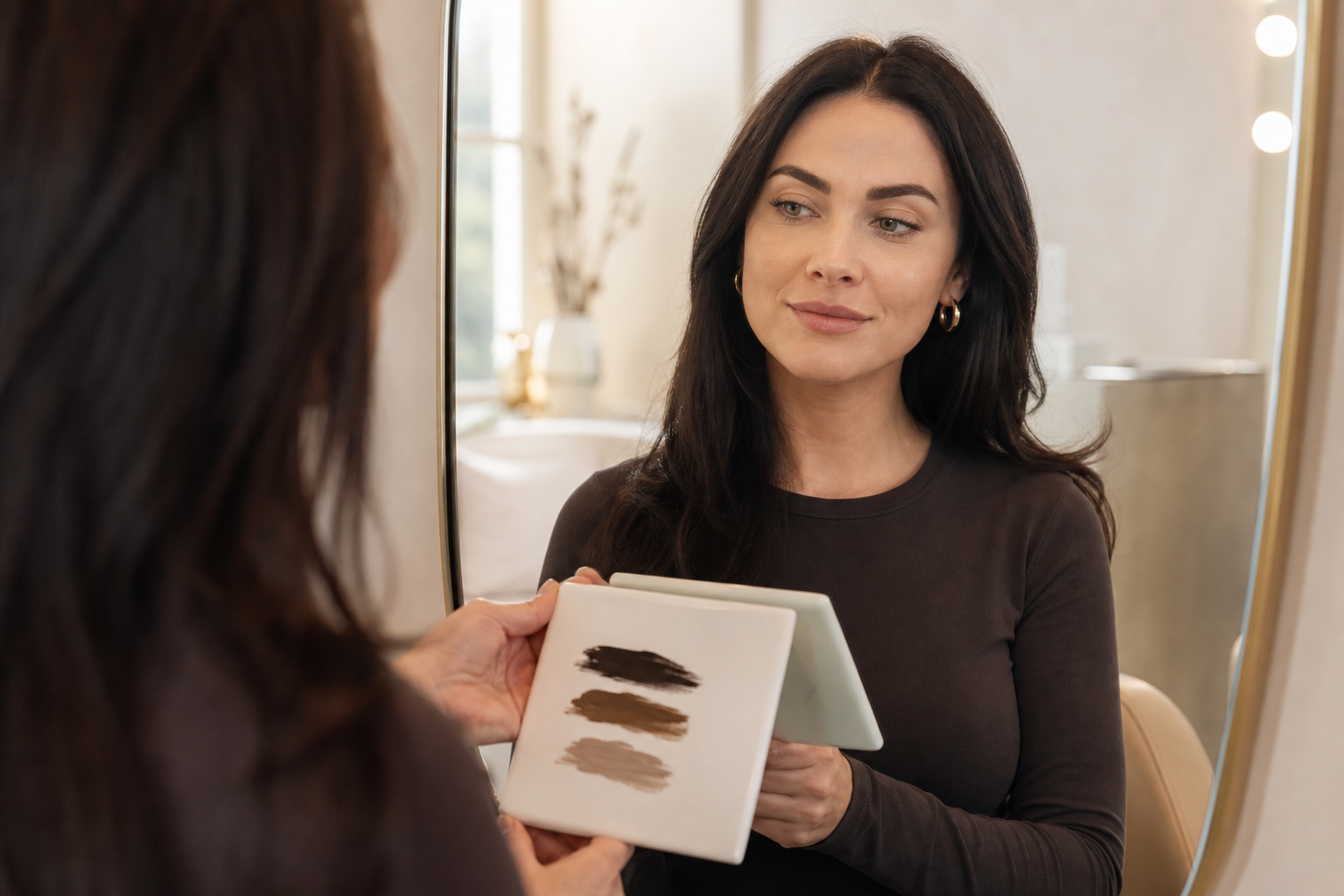 Microblading für dunkelhaarige Kundinnen: natürlich statt zu schwarz in einem hochwertigen Berliner Beauty-Studio