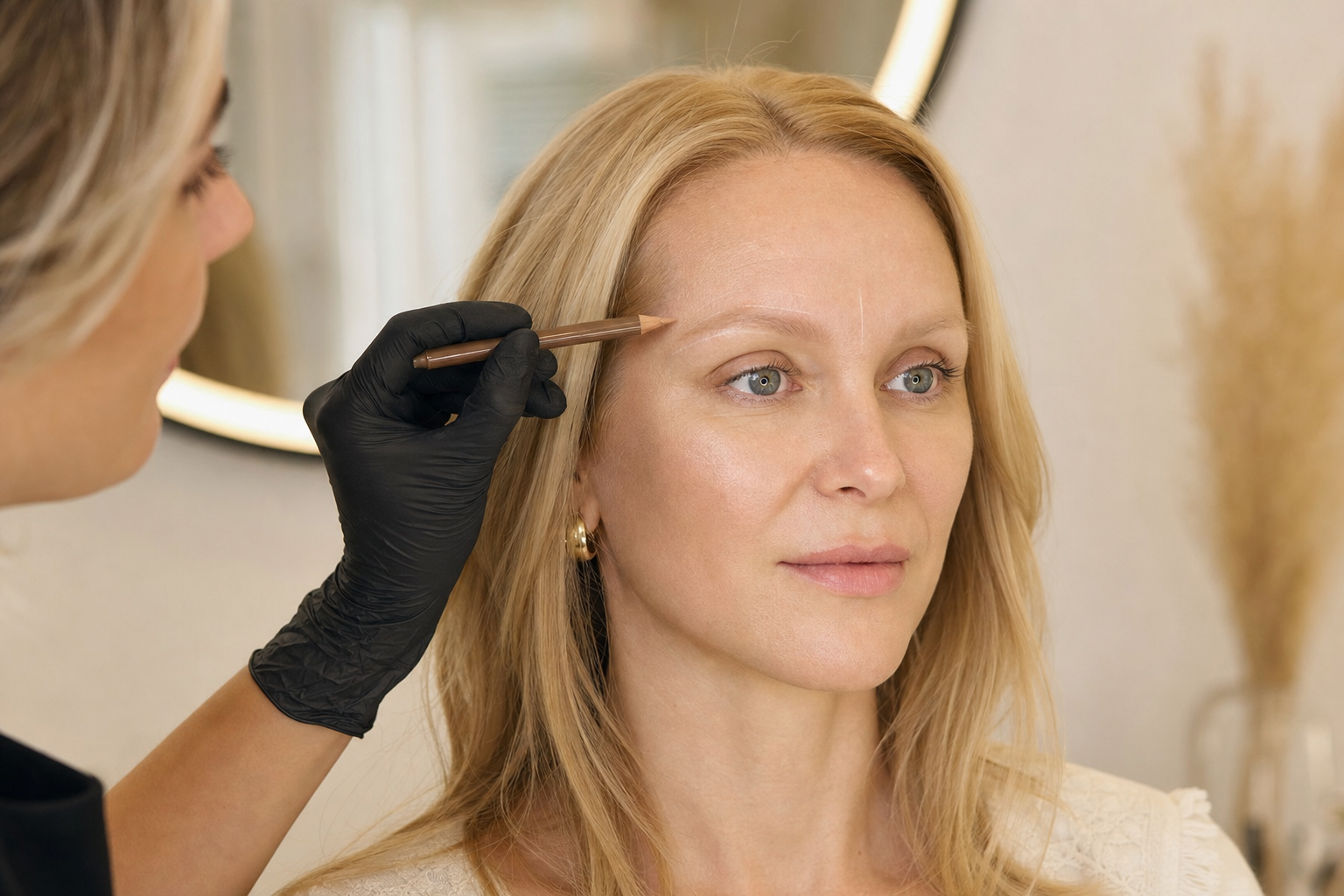 Microblading für Frauen mit fast unsichtbaren Augenbrauen in einem hochwertigen Berliner Beauty-Studio