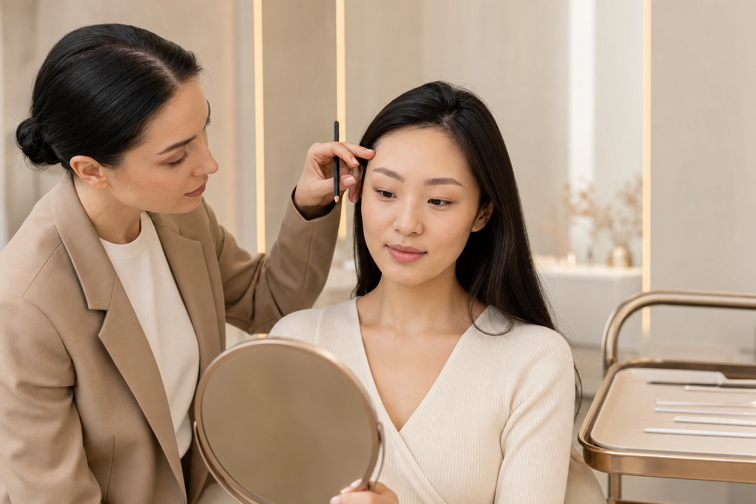 Microblading für kleine Augen: weiche Brauenform statt Balken in einem hochwertigen Berliner Beauty-Studio
