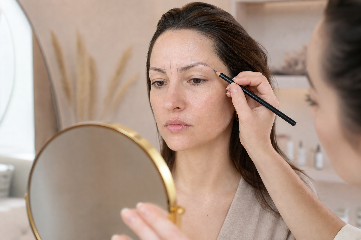 Microblading für lückenhafte Brauen nach Pinzettenfehlern in einem hochwertigen Berliner Beauty-Studio