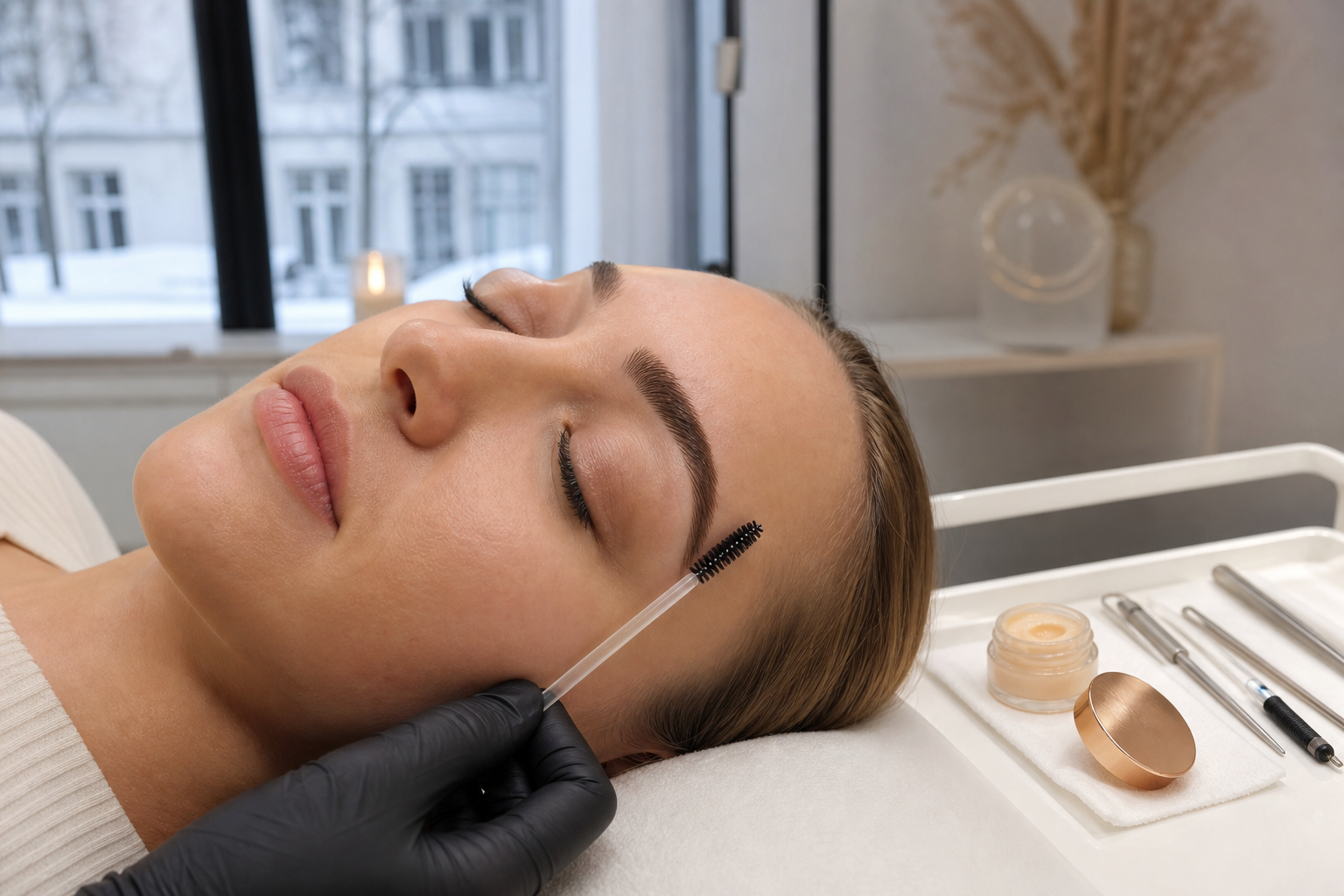 Microblading im Winter: trockene Haut und Nachsorge in einem eleganten Berliner Beauty-Studio