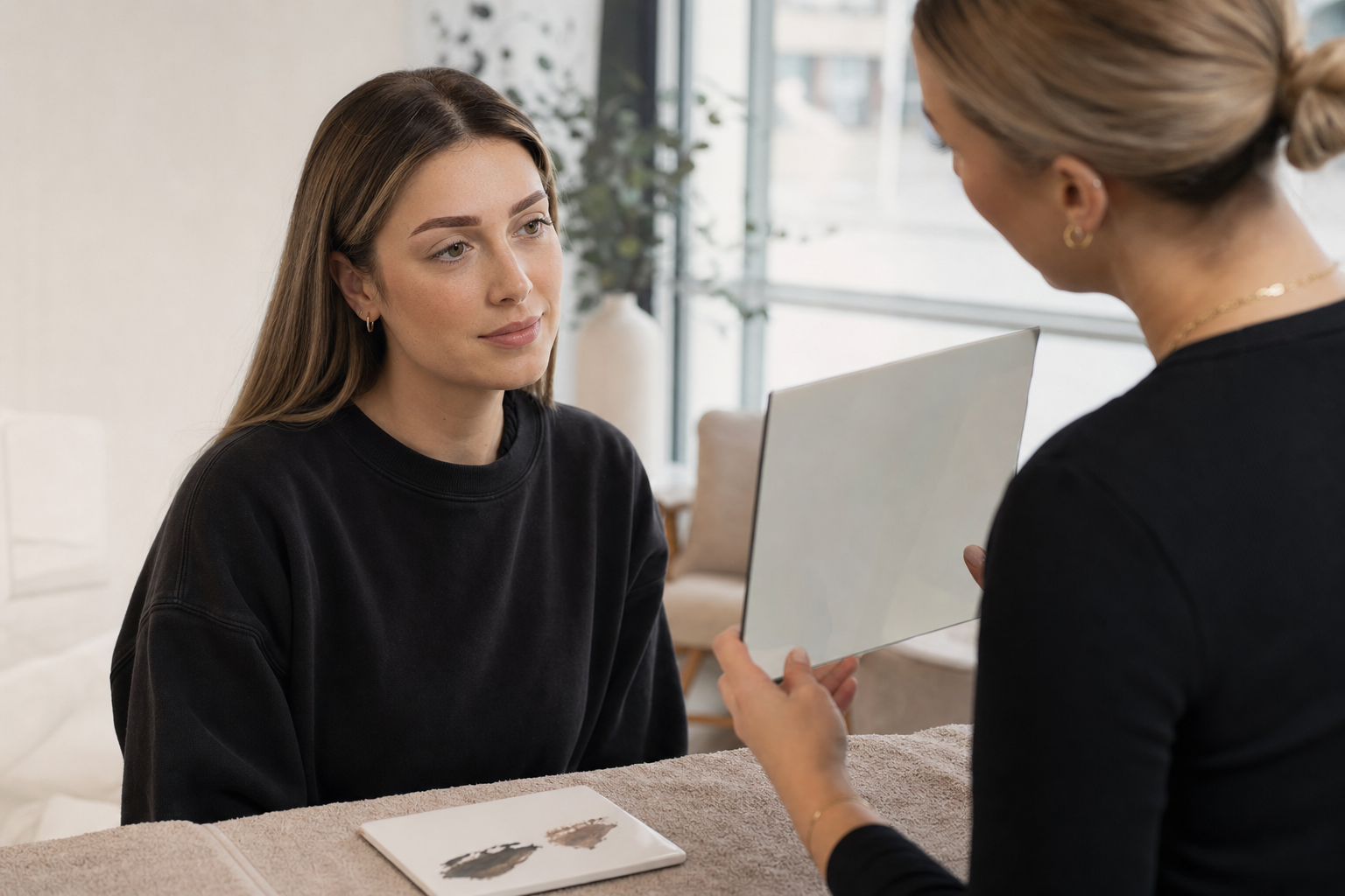 Microblading Korrektur nach zu schmaler Vorzeichnung in einem hochwertigen Berliner Beauty-Studio