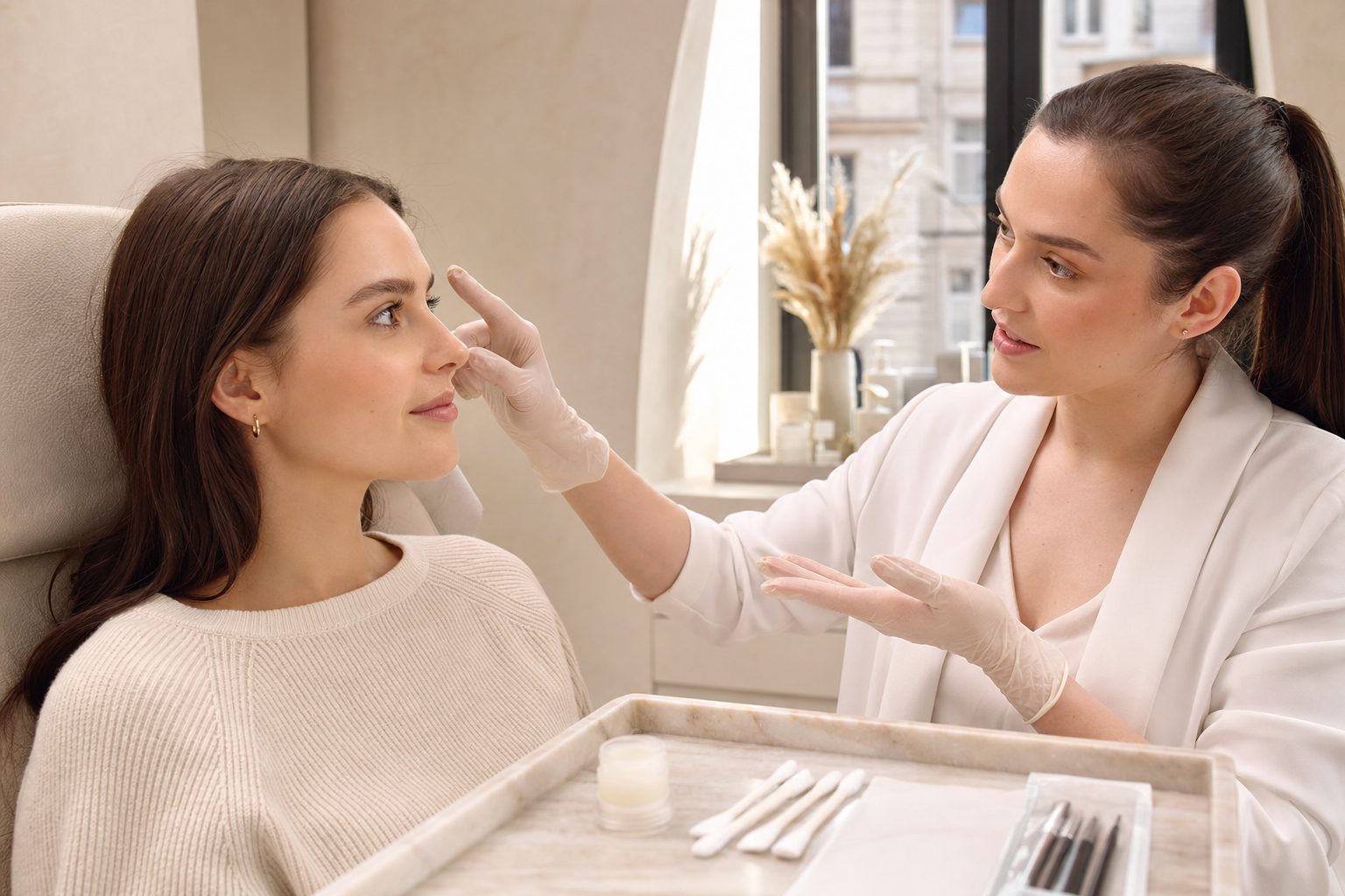 Microblading Pflegefehler vermeiden: Reiben, Sonne, Kosmetik – realistisches Editorial Beauty Bild